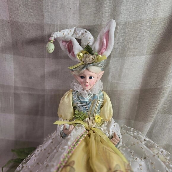 Cynthia Rowley Easter Elf Bunny Shelf Sitter Doll Tabletop Spring Decor Yellow - Picture 2 of 9
